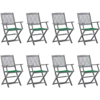 vidaXL Klappbare Gartenstühle 8 Stk. mit Kissen Massivholz Akazie