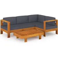 vidaXL Ensemble de salon de jardin 5 pièces avec coussins gris foncé en bois d'acacia