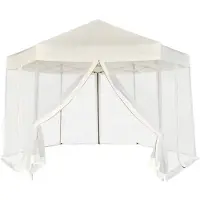 vidaXL Tente pop-up hexagonale avec 6 parois latérales blanc crème 3,6x3,1 m