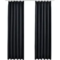 vidaXL Rideaux occultants avec crochets 2 pcs Noir 140x245 cm