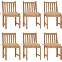 vidaXL Chaises de jardin 6 pcs. avec coussins teck massif