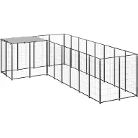 vidaXL Chenil noir 6,05 m² Acier