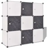 vidaXL Organisateur de rangement cube avec 9 compartiments Noir/Blanc