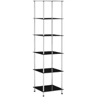 vidaXL Étagère 6 niveaux Noir 40x40x160 cm Verre trempé