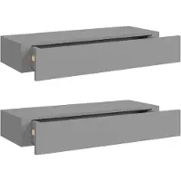 vidaXL Étagères à tiroirs murales 2 pcs gris 60x23,5x10 cm MDF