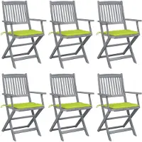 vidaXL Chaises de jardin pliantes 6 pièces avec coussin en bois massif d'acacia