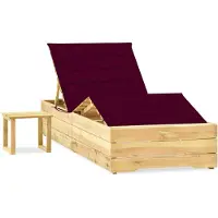 vidaXL Chaise longue de jardin avec table et coussin Pin imprégné