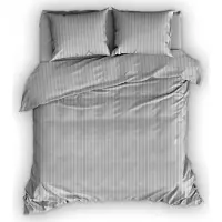Satin d'or Parure de Lit Satin D'or Satin Rayures Argent Satin-240 x 220 cm | Lits-Jumeaux