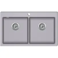 vidaXL Sink Struktur Granit Doppelschale grau