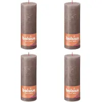 Bolsius Bougies pilier rustiques Shine 4 pcs 190x68 mm Taupe rustique