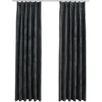 vidaXL Rideaux occultants et crochet 2pcs Velours Anthracite 140x245cm