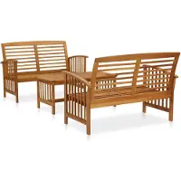 vidaXL Ensemble de salon de jardin 3 pièces en bois massif d'acacia