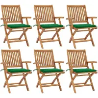 vidaXL Chaises de jardin pliantes avec coussins 6 pcs. Bois massif teck