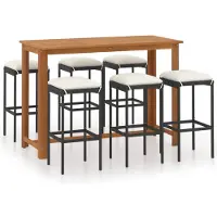 vidaXL Ensemble bar de jardin 7 pièces avec coussins Noir