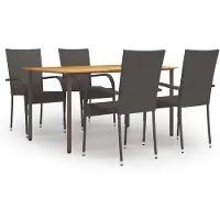 vidaXL Ensemble de jardin 5 pièces Poly rotin brun