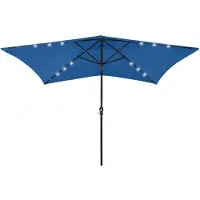 vidaXL - Parasol avec LEDs et Stahlpol 2x3 M Azure Blau