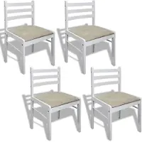 vidaXL Chaises de salle à manger 4 pcs. Blanc Bois massif Hévéa et velours