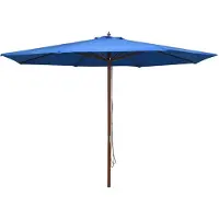 vidaXL Parasol avec mât en bois 350 cm bleu