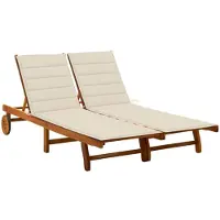 vidaXL Bain de soleil 2 personnes avec coussins en bois massif d'acacia