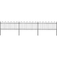 vidaXL Clôture de jardin avec design d'arceau Acier 5,1 x 0,8 m Noir