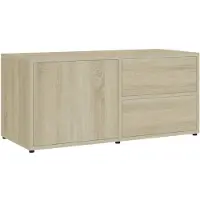 Möbelando Tablette TV "Jübar" en panneau de particules en chêne Sonoma. Dimensions (L/H/P) 80x36x34 cm