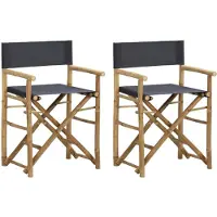 vidaXL Chaises de régie pliantes 2 pcs. Gris foncé Bambou et tissu