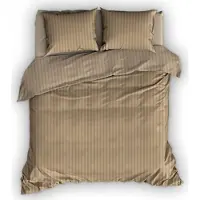 Satin d'or Parure de Lit Satin D'or Satin Rayures Marron Satin-200 x 200 / 220 cm | 2-personnes