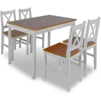 vidaXL Ensemble de salle à manger 5 pcs Marron et blanc