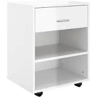 vidaXL Armoire à roulettes Blanc brillant 46x36x59cm Bois d’ingénierie