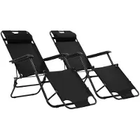 vidaXL Bains de soleil pliants 2 pièces avec repose-pieds Noir