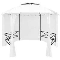vidaXL Tente de jardin avec rideaux 360x312x265 cm Blanc 180 g/m