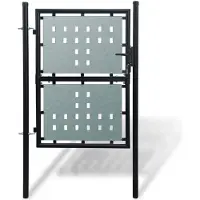 vidaXL Portail de clôture noir à une porte 100x150 cm