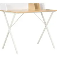 vidaXL Bureau blanc et naturel 80x50x84 cm