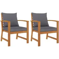 vidaXL Chaises de jardin 2 pcs. avec coussin gris foncé acacia massif