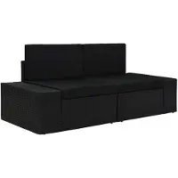 vidaXL Canapé modulable 2 places Poly rotin noir