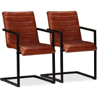 vidaXL Chaise de salle à manger 2 pcs. Marron Cuir véritable