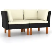 vidaXL Canapé d'angle 2 pcs. Poly rotin et bois massif d'eucalyptus