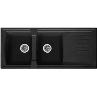 Stradour Lavabo à encastrer avec 2 bacs + 1 égouttoir Arena - Résine - 116 x 50 cm - Noir