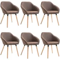 vidaXL Chaises de salle à manger 6 pcs. Tissu marron