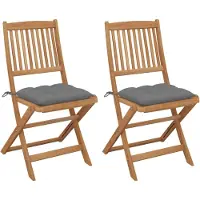 vidaXL Chaises de jardin pliantes 2 pcs. avec coussins en bois massif d'acacia