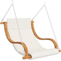 vidaXL Chaise longue suspendue sans support de balançoire avec coussin Bois courbé