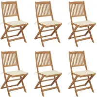 vidaXL Chaises de jardin pliantes 6 pièces avec coussins en bois massif d'acacia