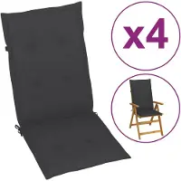 vidaXL Coussins de chaise de jardin à dossier haut lot de 4 anthracite43178