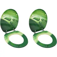 vidaXL Sièges de toilette avec couvercle 2 pcs. MDF vert Design goutte d'eau