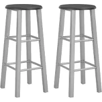 vidaXL Tabouret de bar 2 pièces argenté MDF
