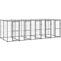 vidaXL Chenil extérieur Acier avec toit 12,1 m²