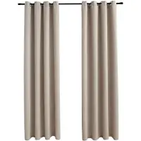 vidaXL Rideaux occultants avec anneaux en métal 2 pcs Beige 140x175 cm