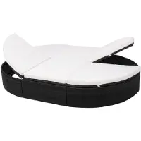 vidaXL Bain de soleil double avec support Poly rotin 200x140x28 cm noir