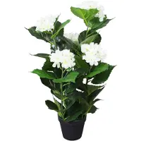 vidaXL Plante hortensia artificielle avec pot 60 cm Blanc