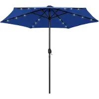 vidaXL Parasol avec éclairage LED et mât en aluminium 270 cm bleu azur
